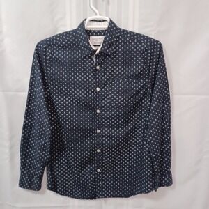 Paperdenim&cloth Button Down Mens M Navy Geometric Arrow Stretch Slim DW920BHH9N